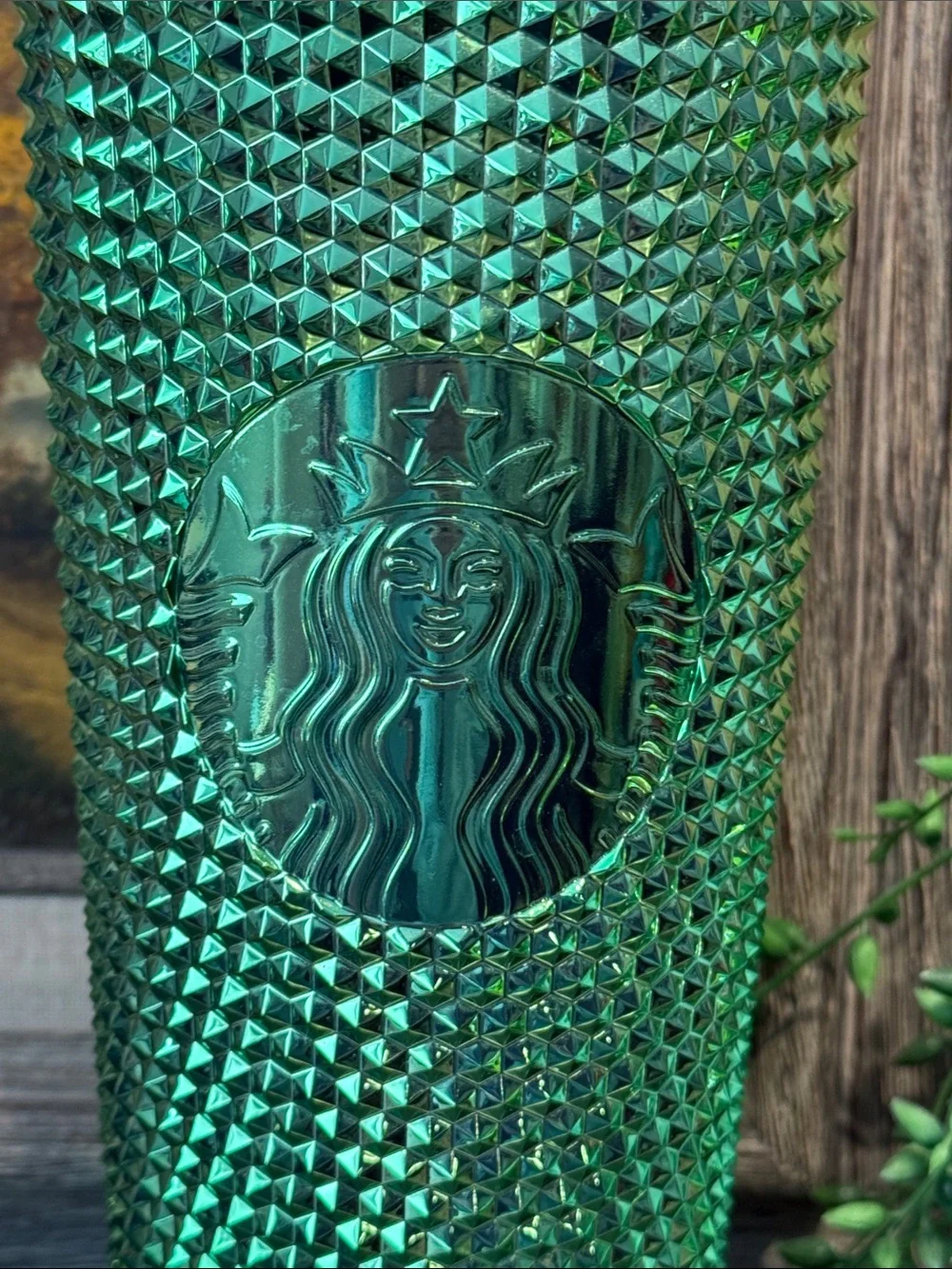 Starbucks Metallic Green Studded Tumbler with Straw